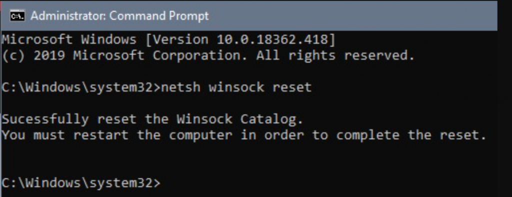 「DNSサーバーが応答しません」エラーを修正する方法? (12 のメソッド) 27 Reset Winsock using cmd prompt