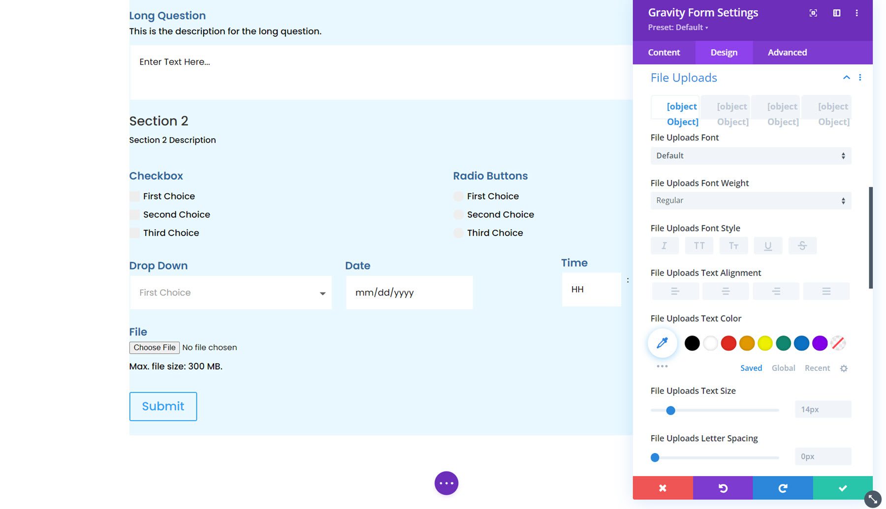 用于 Divi 文件上传的重力形式 Styler 模块