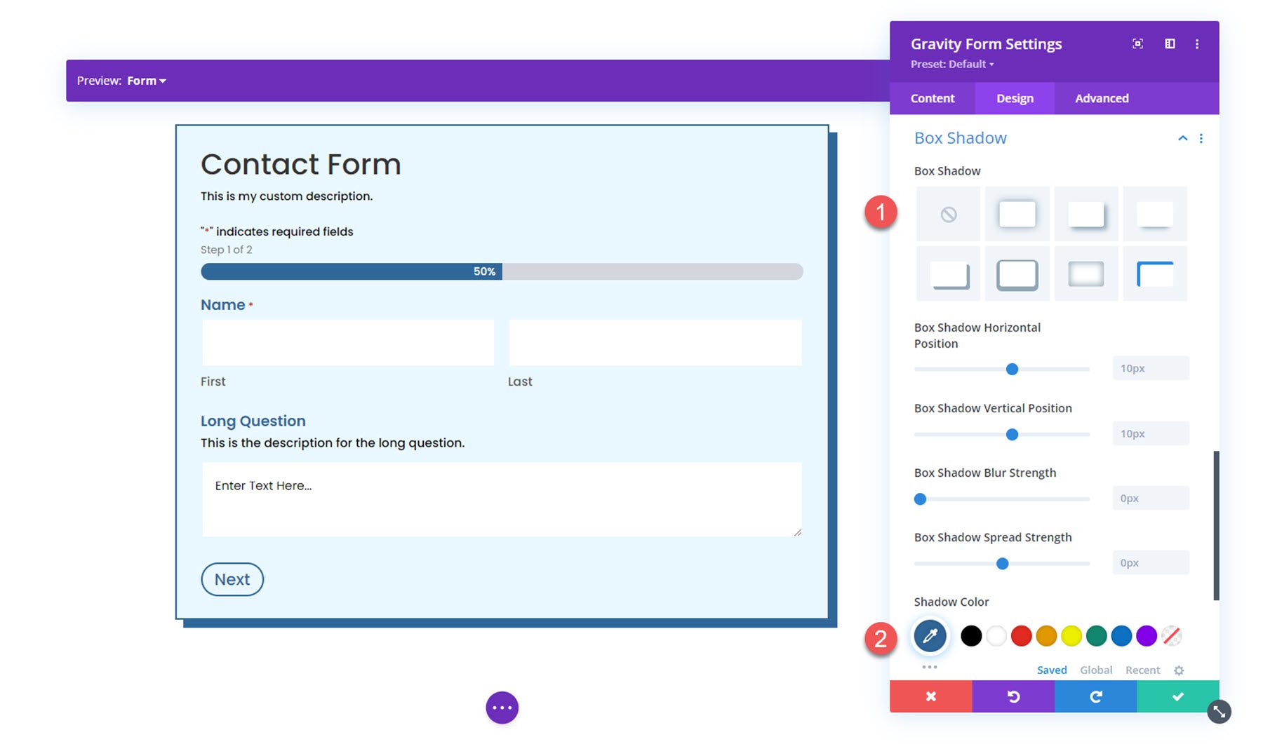 Divi Box Shadow 的重力形式造型器模块