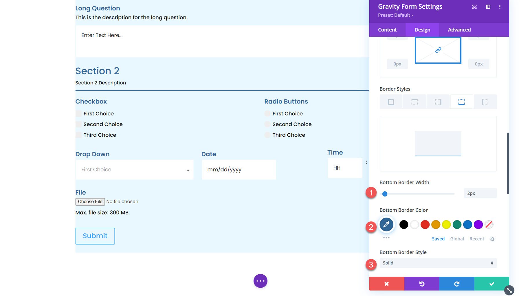 Divi 部分的重力形式造型器模块