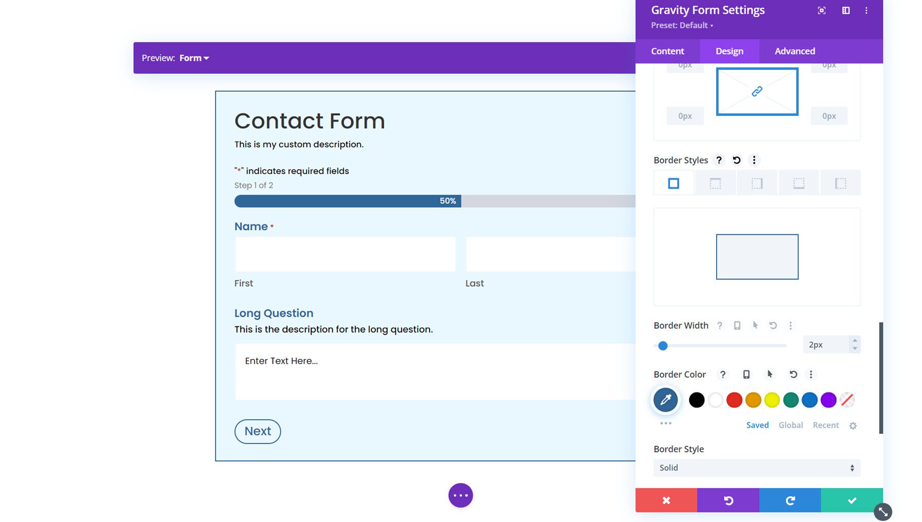 Divi 边框的重力形式造型器模块