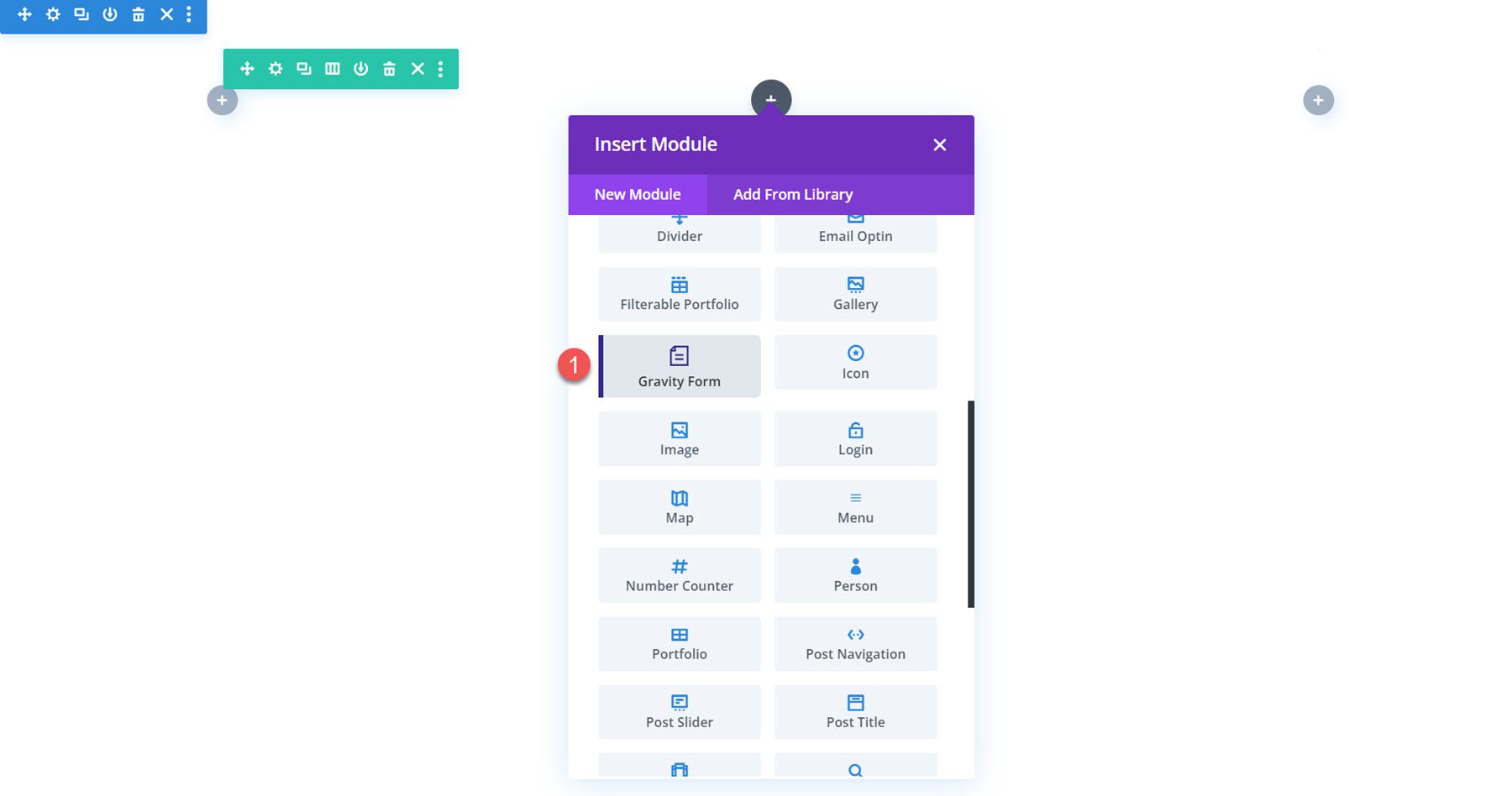 插入 Divi 的重力形式造型器模块