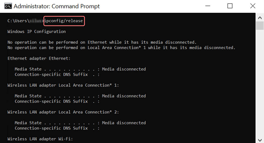 Cum se remediază eroarea DNS_PROBE_FINISHED_NXDOMAIN? 18 Using Ipconfig command on CMD