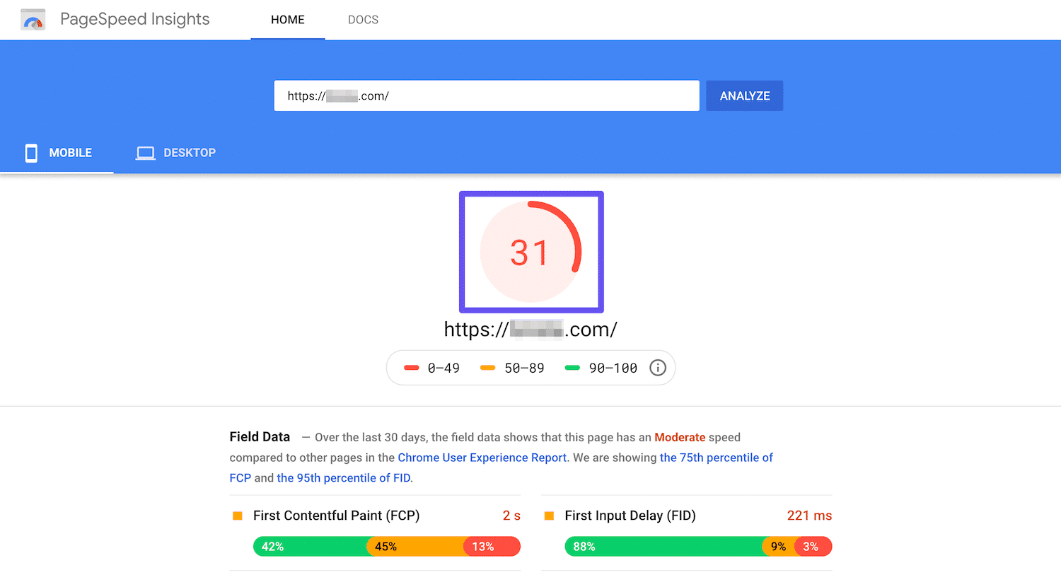 Оценка Google PageSpeed Google PageSpeed Score