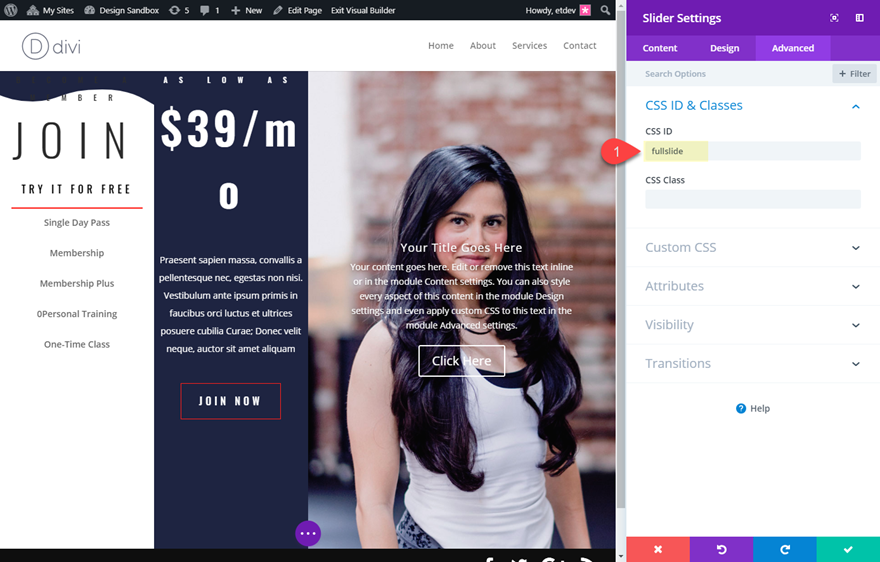 Seitenlayouts im Vollbildmodus
