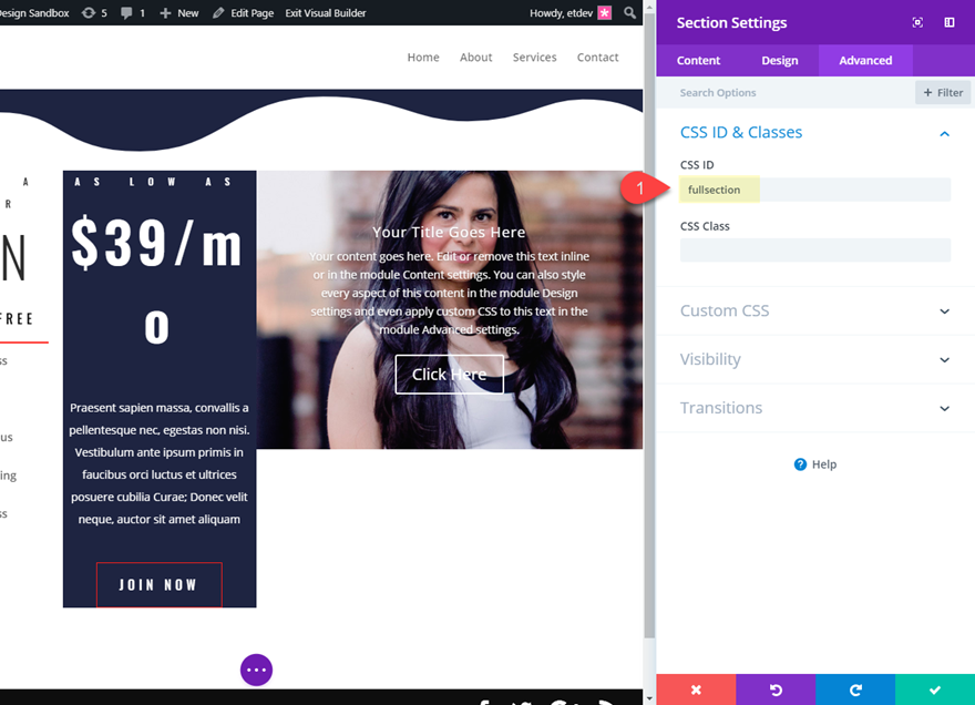 Seitenlayouts im Vollbildmodus