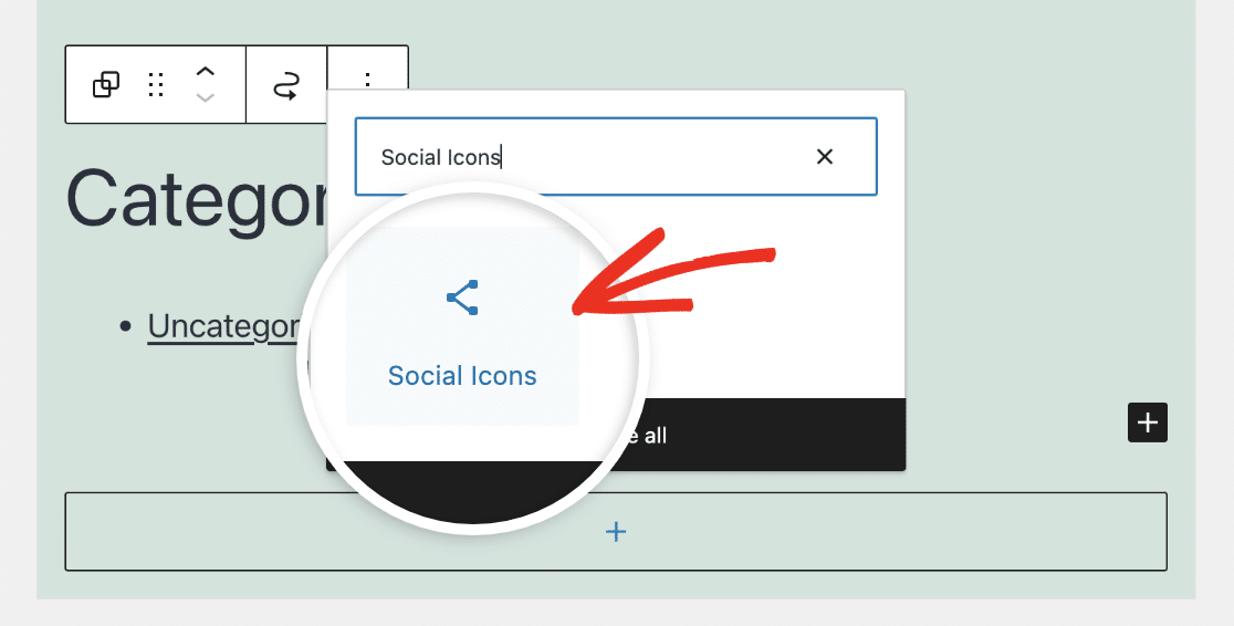Adding the Social Icons block to a footer widget