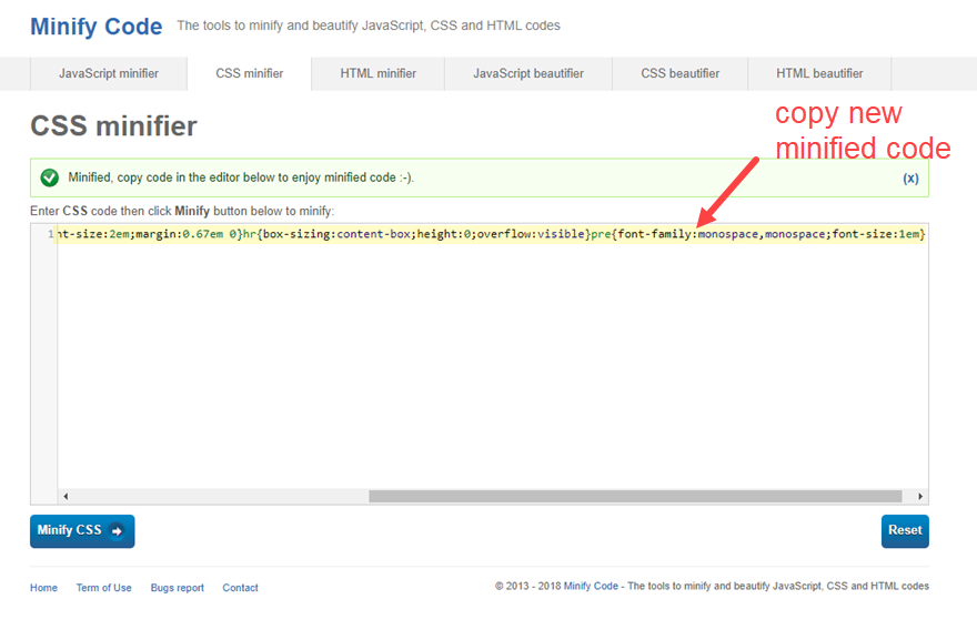 javascript minfy html css