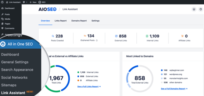 Conectare internă cu asistent de legătură Internal linking with link assistant