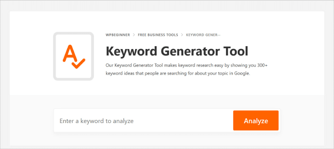 Instrument generator de cuvinte cheie WPBeginner WPBeginner keyword generator tool