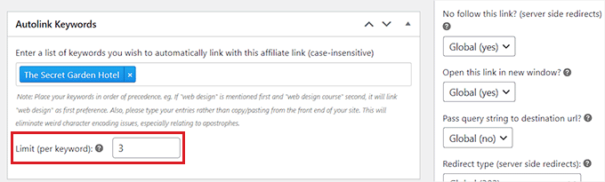 添加自动链接的关键字 Add keywords for auto linking