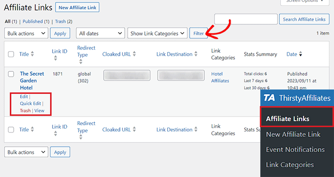 管理附属链接 Manage affiliate links