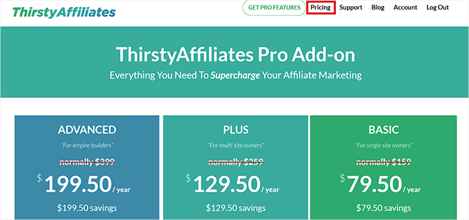 ThirstyAffiliates 定价 ThirstyAffiliates pricing