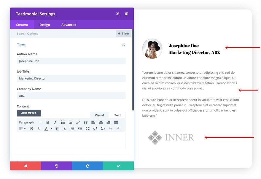 módulo testimonial divi