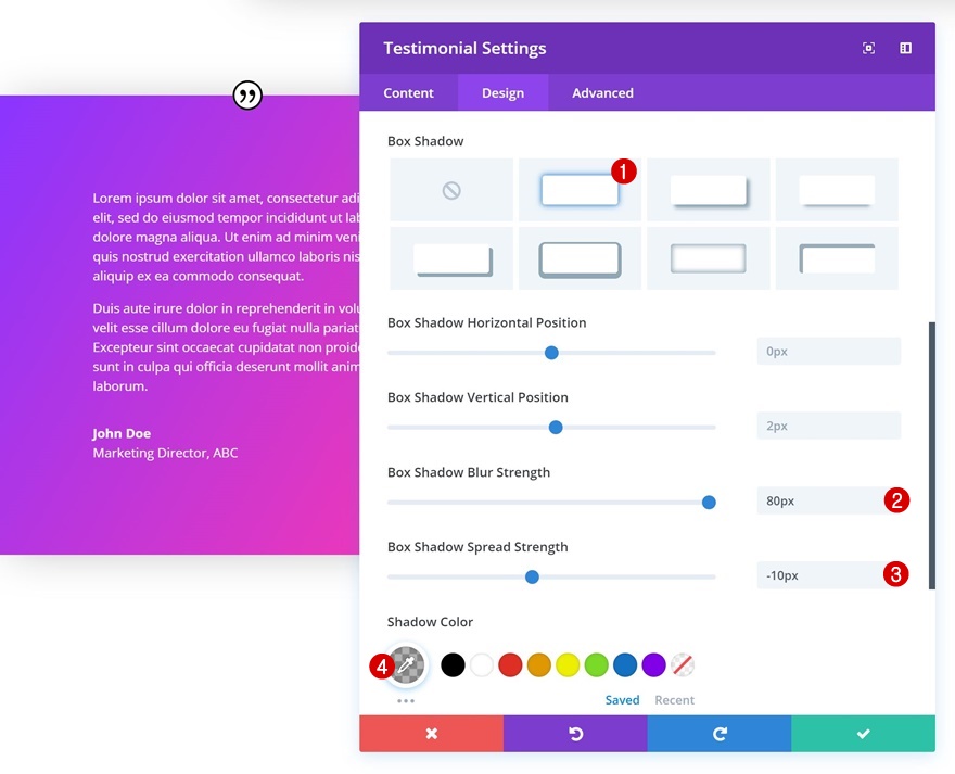 módulo testimonial divi