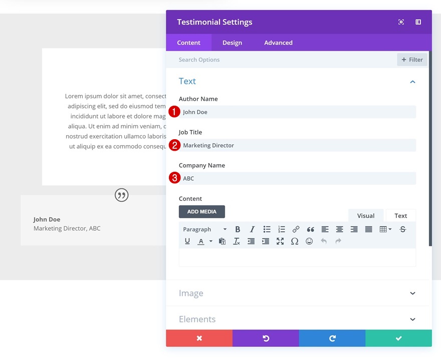 módulo testimonial divi