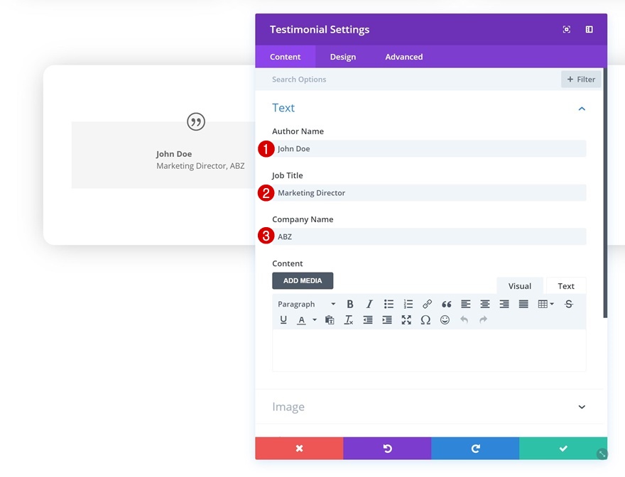 módulo testimonial divi