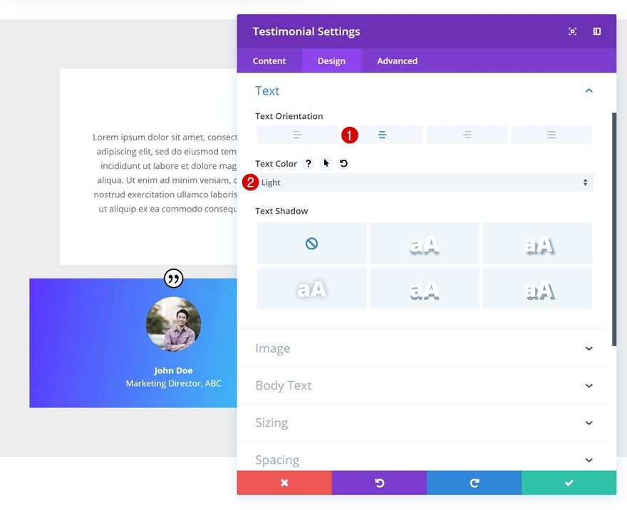 módulo testimonial divi