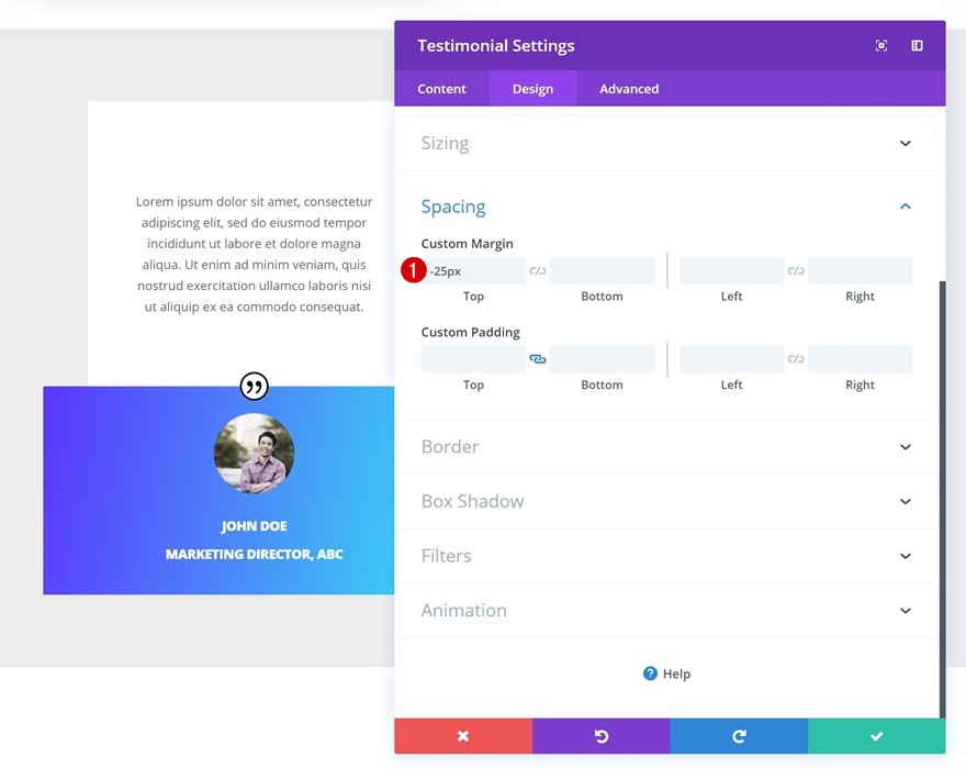 módulo testimonial divi