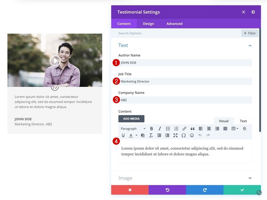 módulo testimonial divi