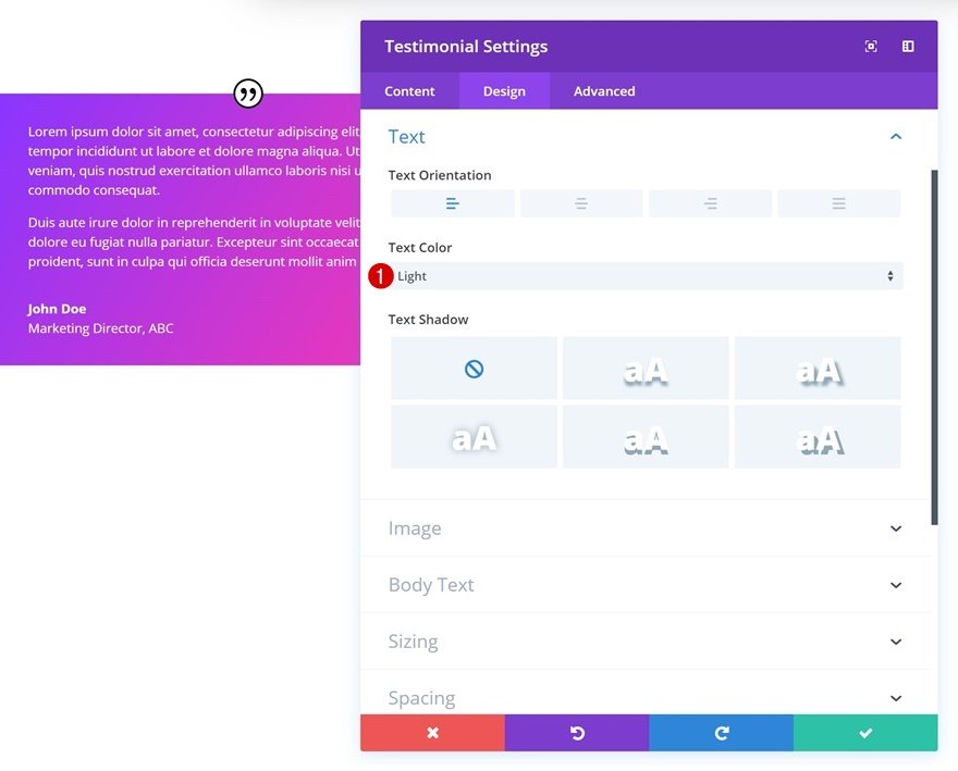 módulo testimonial divi