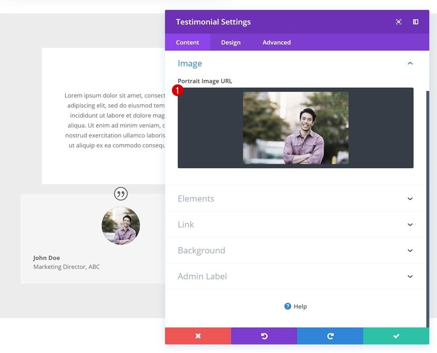 módulo testimonial divi