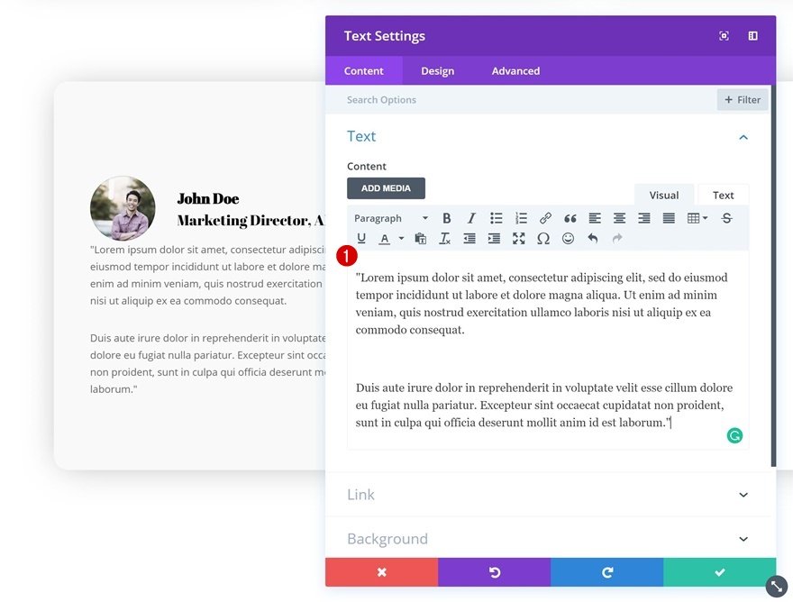 módulo testimonial divi