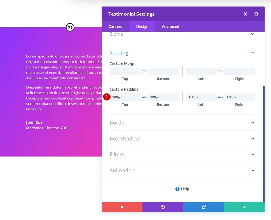módulo testimonial divi