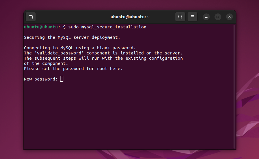 Le script vous demandera de décider quel type de validation de mot de passe vous souhaitez activer pour MySQL. Entrez « Y » pour activer la validation et confirmer le niveau de sécurité du mot de passe que vous préférez.
