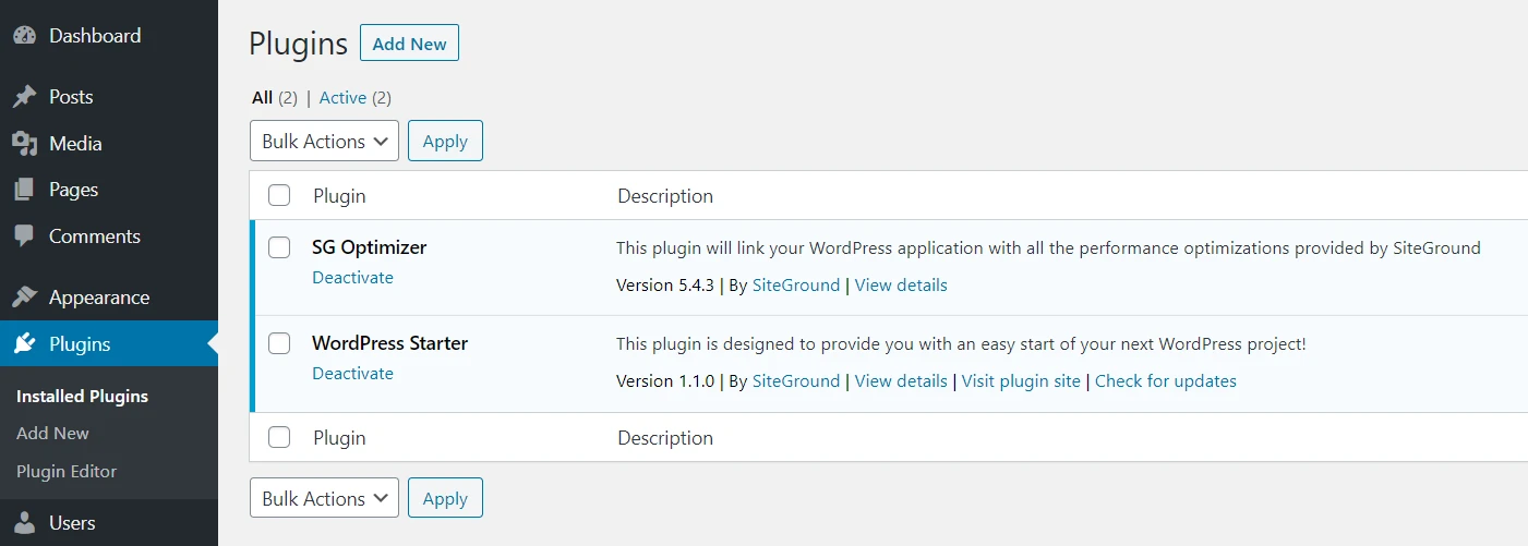Primul pas în tutorialul WooCommerce este instalarea pluginului WooCommerce din tabloul de bord WordPress.