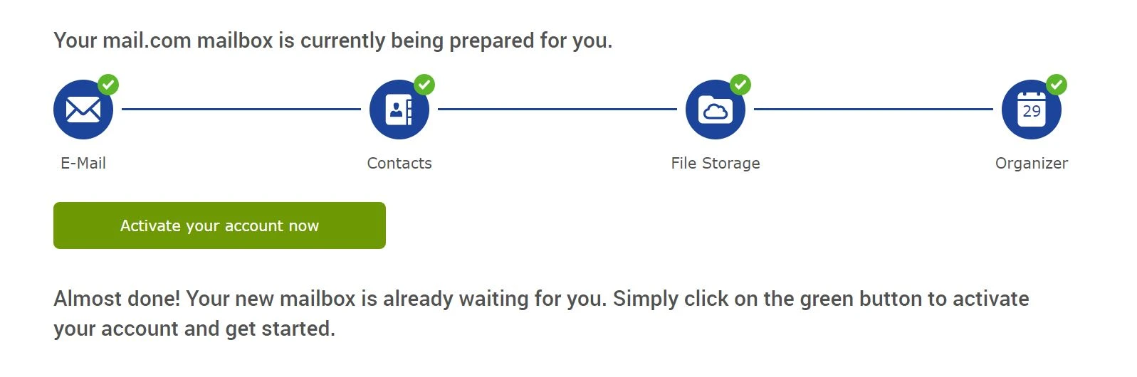 Активация учетной записи Mail.com.