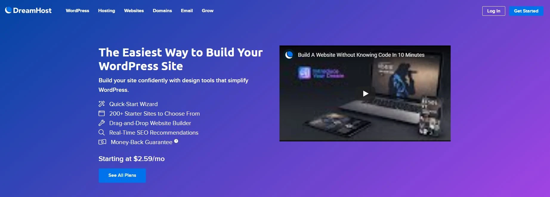 Конструктор сайтов DreamHost WordPress.