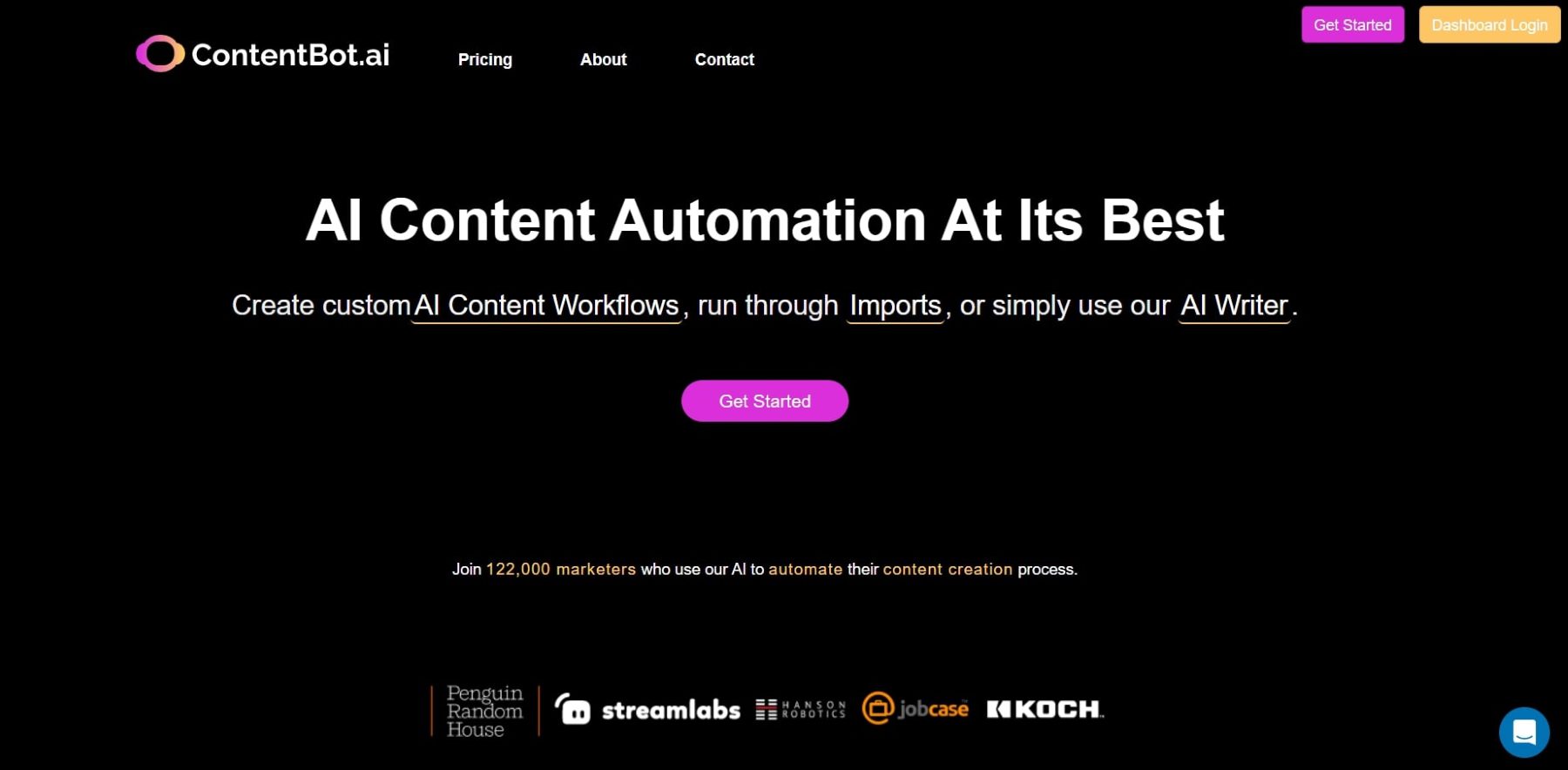 Abschnitt „Content Bot Ai Writer Hero“.