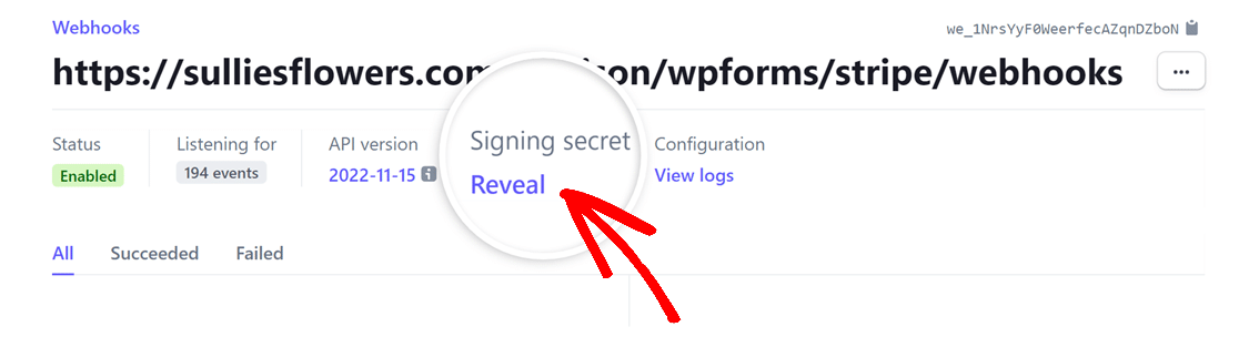 Stripe reveal signing secret