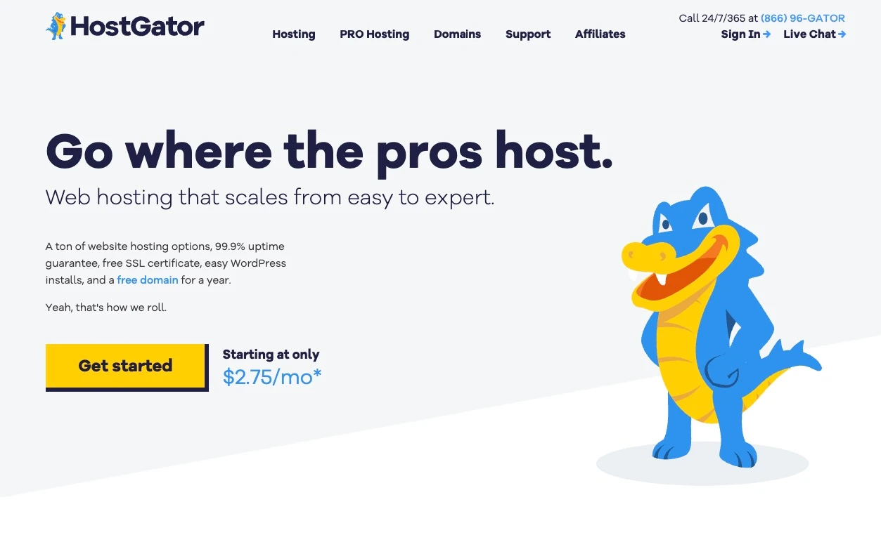 Hostgator ofrece planes de alojamiento ilimitados y económicos.