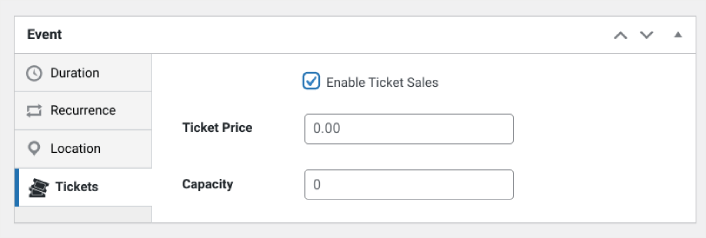 Establecer el precio de las entradas para eventos