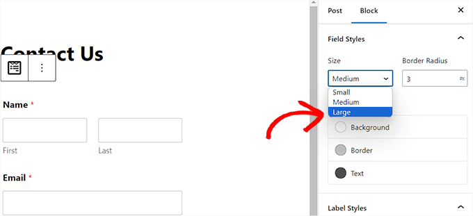 更改表单字段大小和半径 Change form field size and radius