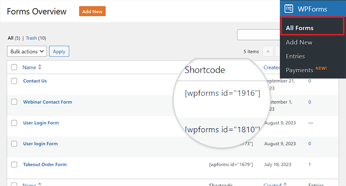 复制表格 ID 号 copy the form ID number