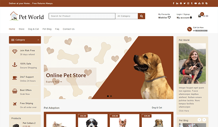 Ponad 9 najlepszych motywów WooCommerce dla sklepów zoologicznych 2023 1 Pet Store WooCommerce Theme