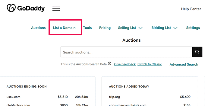 Subastas de dominios GoDaddy GoDaddy domain auctions