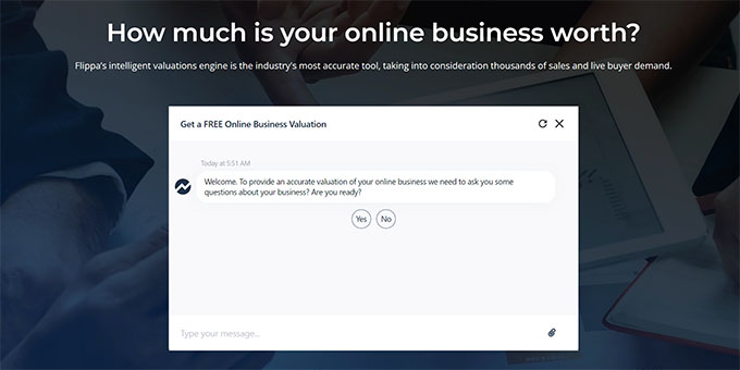 Bot de valoración Flippa Flippa valuation bot