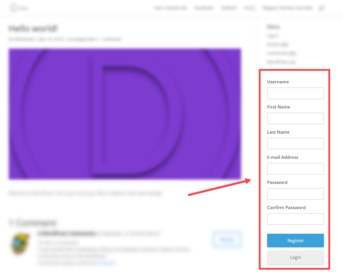 WordPress 사용자 등록 페이지