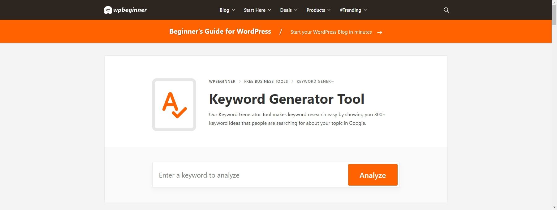 أداة البحث عن الكلمات الرئيسية WPBeginner