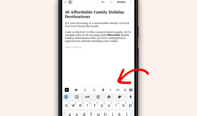 ตัวแก้ไข WordPress บนมือถือ WordPress editor on mobile