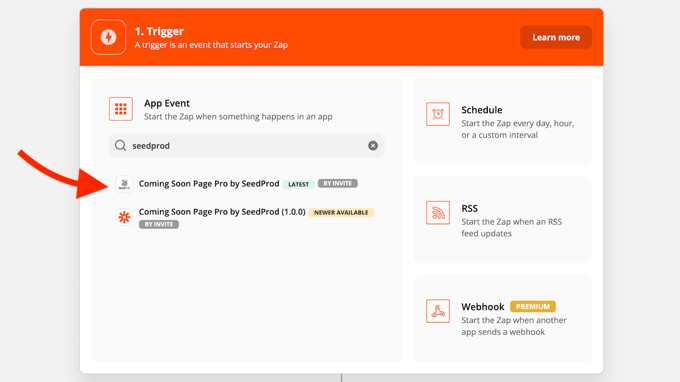 Exemplu de utilizare a Zapier cu SeedProd Example of Using Zapier With SeedProd