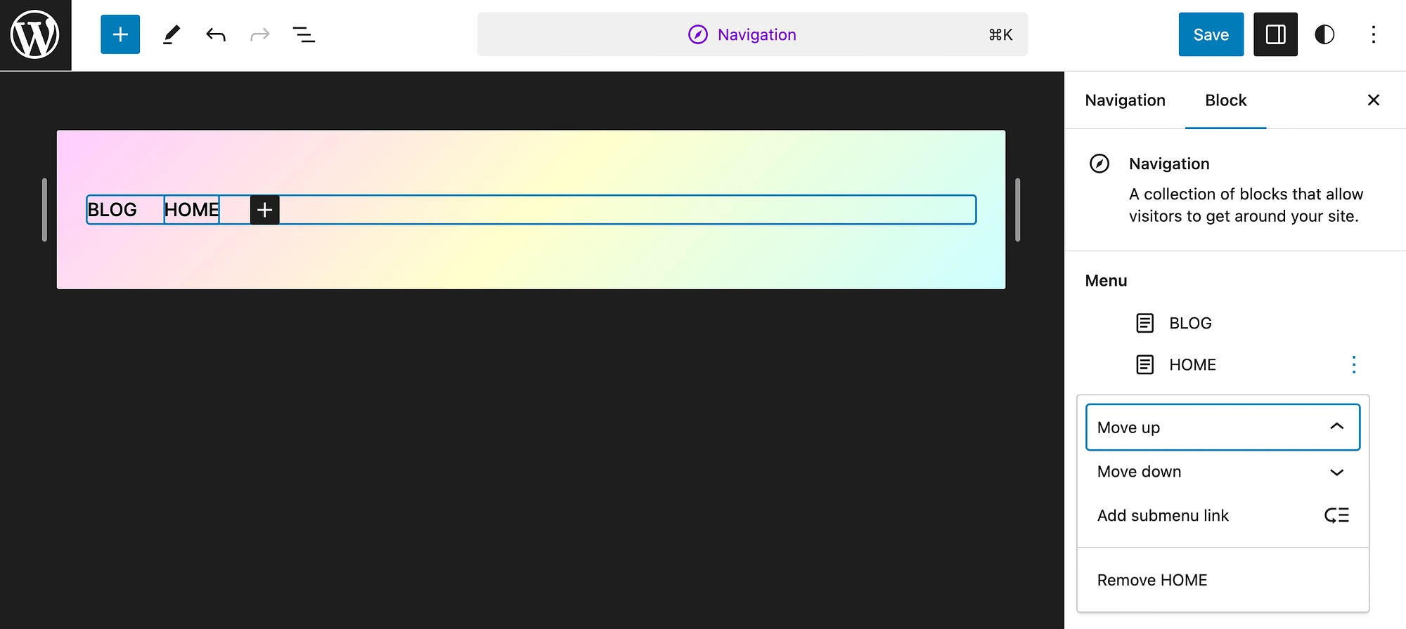 تغيير عناصر قائمة التنقل في WordPress.