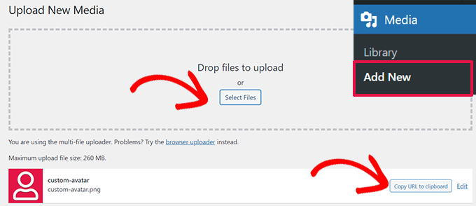 Laden Sie einen benutzerdefinierten Gravatar hoch Upload custom gravatar
