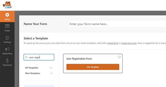 Vorlage für ein Benutzerregistrierungsformular User registration form template