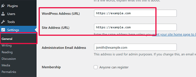 Aktualisieren Sie WordPress-URLs Update WordPress URLs