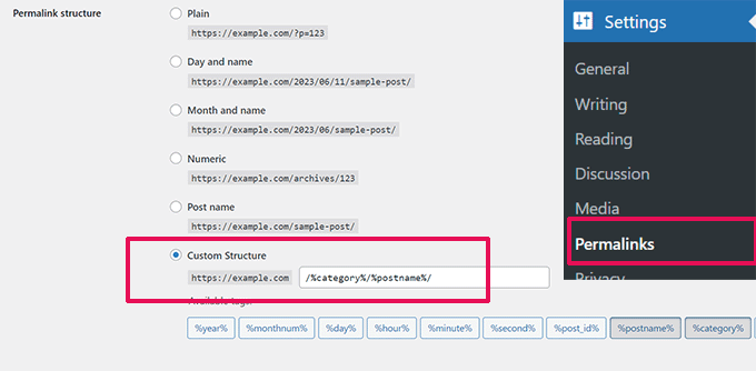 Kategorie in der Beitrags-URL Category in post URL